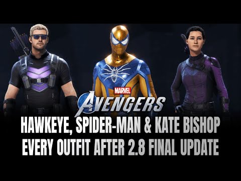 Marvel's Avengers - ALL Hawkeye, Spider-Man & Kate Bishop Outfits FREE Final 2.8 Update Showcase