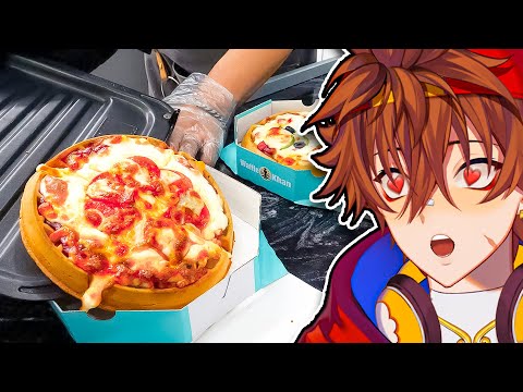 KOREAN PIZZA WAFFLES! | Kenji Reacts