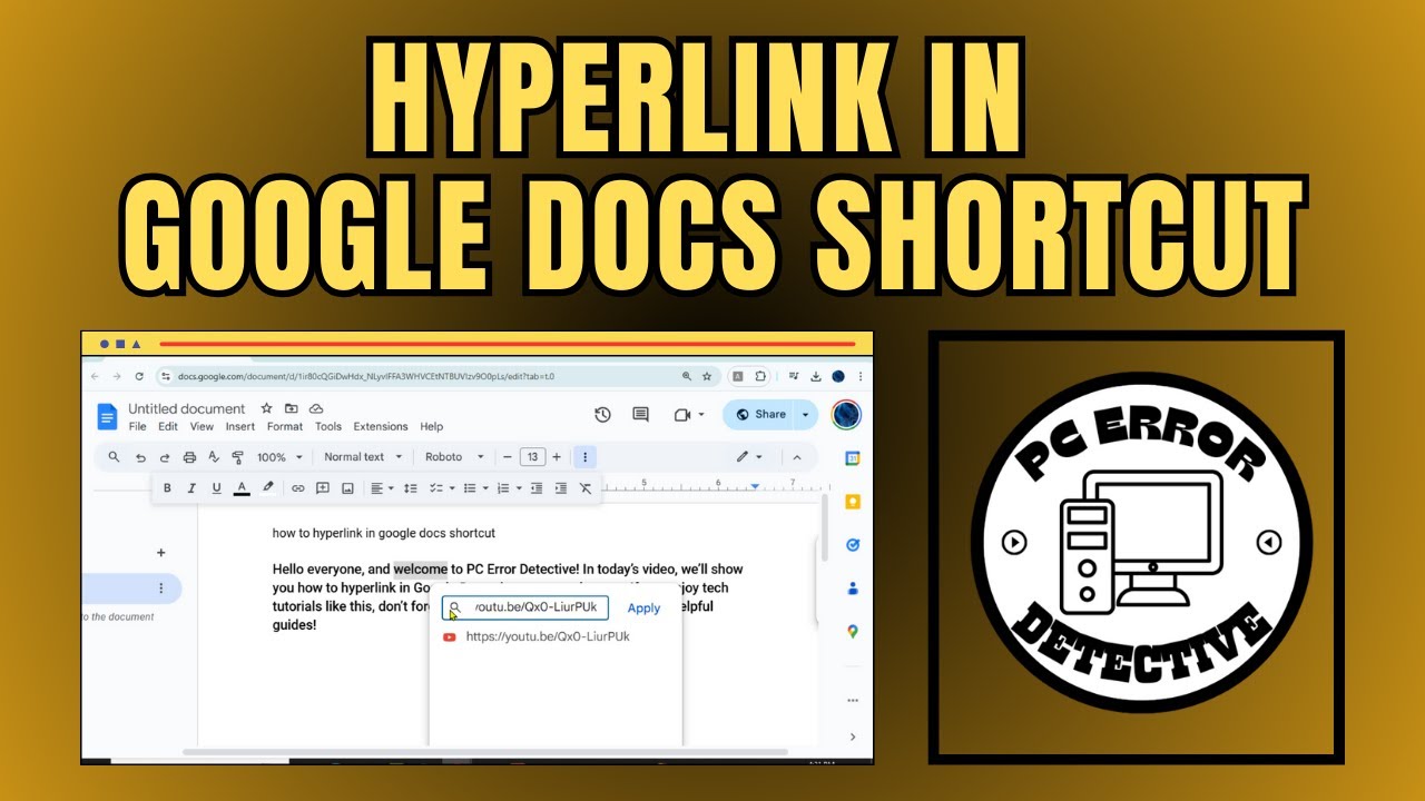 How to Hyperlink in Google Docs Shortcut