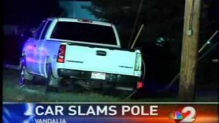 preview picture of video 'Truck slams into pole, cuts power'