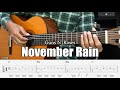 November Rain - Guns N' Roses - Fingerstyle Guitar Tutorial + TAB & Lyrics
