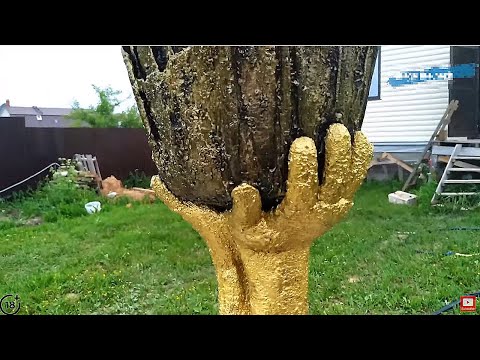 𝐃𝐈𝐘- 𝐂𝐞𝐦𝐞𝐧𝐭 𝐏𝐨𝐭 𝐖𝐢𝐭𝐡 𝐆𝐥𝐨𝐯𝐞𝐬 / Сделай сам - цементный горшок Золотые Руки