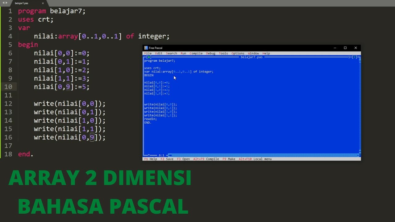 Array 2 Dimensi Pada BAHASA PASCAL - BELAJAR 7 PEMROGRAMAN PASCAL