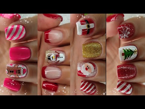 IDEAS para decorar tus uñas NAVIDEÑAS | Diseños de uñas Navideñas/Uñas Naturales