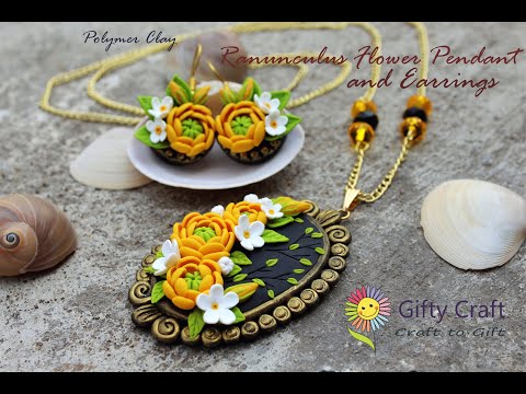 PolymerClay Ranunculus Flower Pendant | Ranunculus Flower Tutorial | Ranuncula Sugar Flower Tutorial