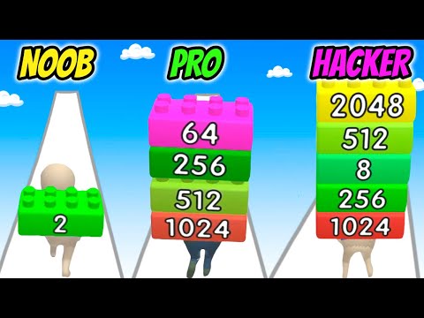 NOOB vs PRO vs HACKER - Brick Runner 2048