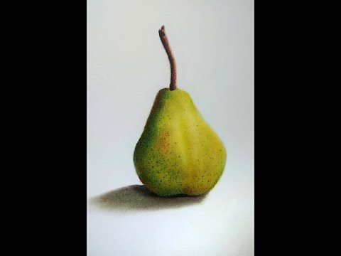 Pear - Soft pastel painting (Time-lapse)