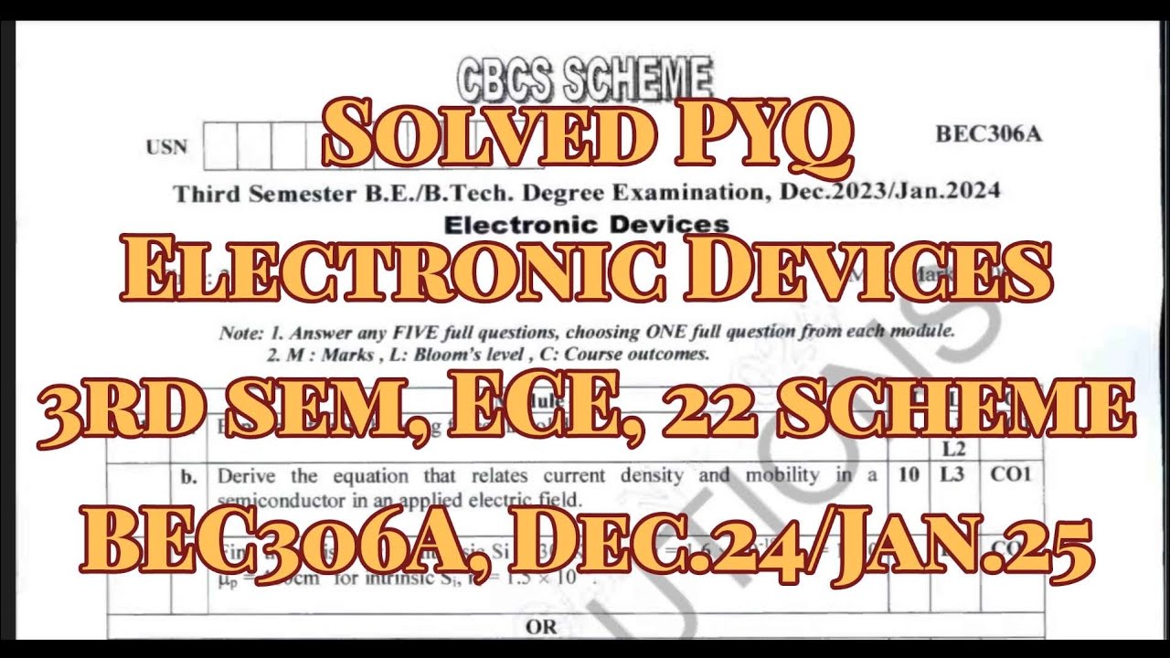 Electronic Devices, Solved PYQ, BEC306A, 22 scheme, 3rd sem, ECE Stream.