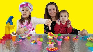 Play Dough oyun hamuru dondurmalar tatlılar hazırladık. Dükkan açıyoruz