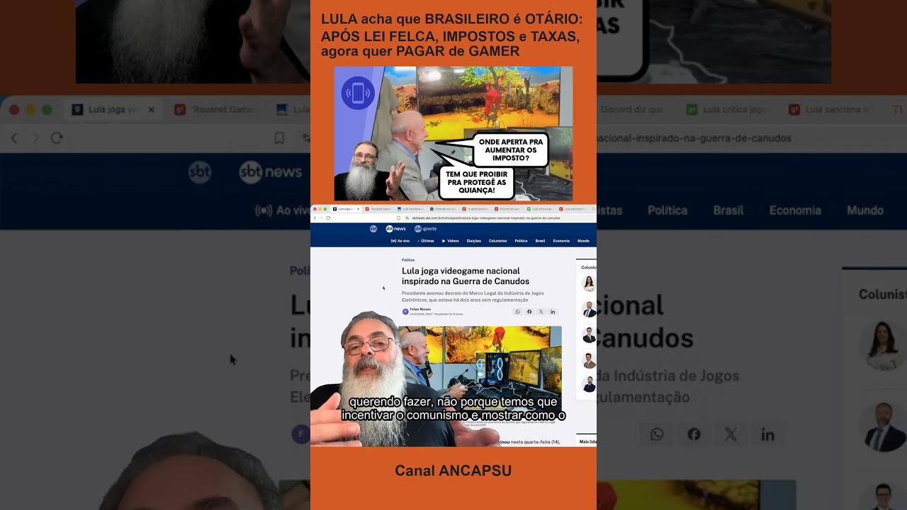 LULA acha que BRASILEIRO é OTÁRIO: APÓS LEI FELCA, IMPOSTOS e TAXAS, agora quer