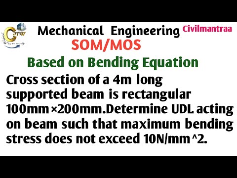 Cross section of a 4m long supported beam is rectangular 100mm×200mm.Determine UDL acting on beam..