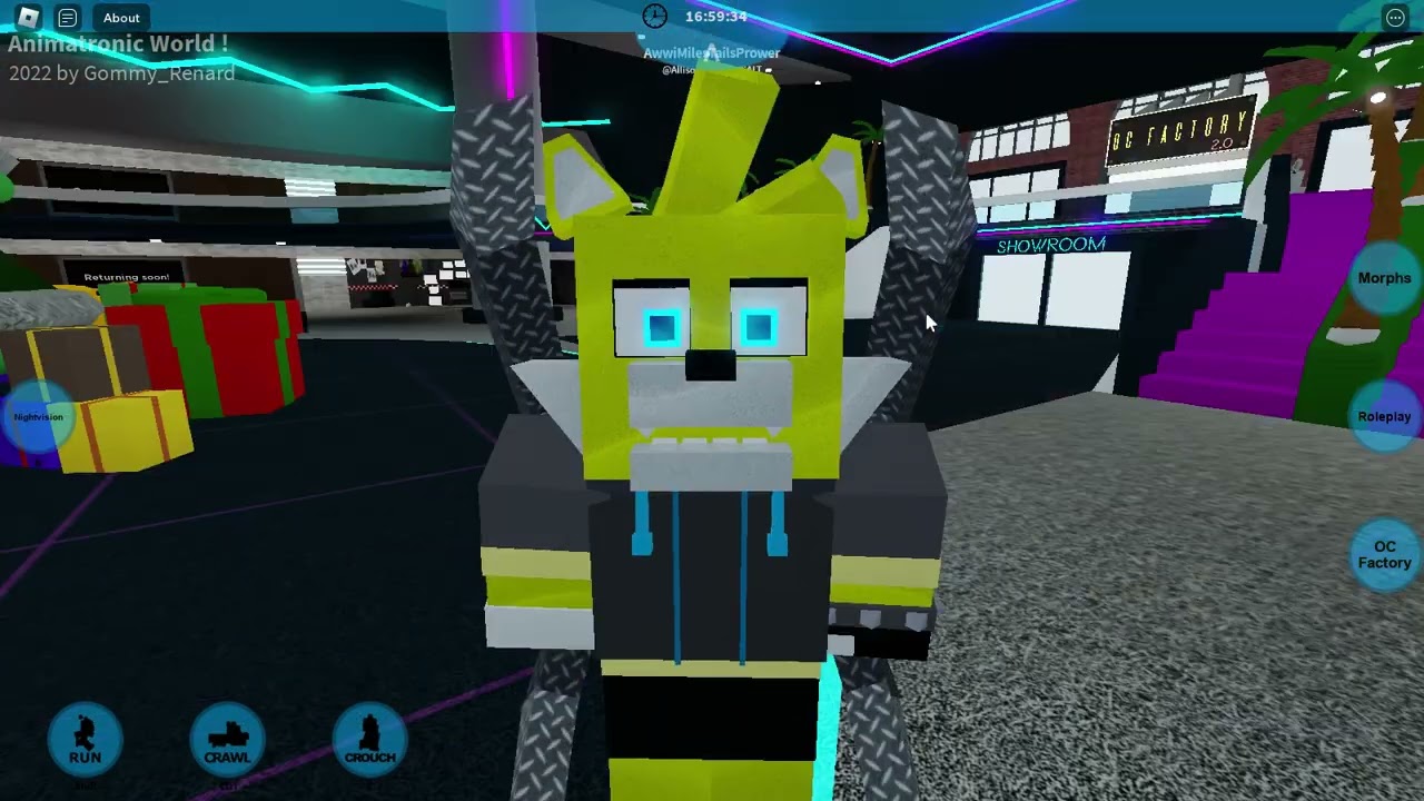 My Nine / Tails OC Character in Roblox Animatronic World! C: