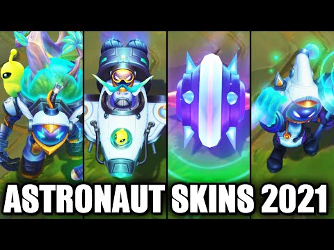 All New 2021 Astronaut Skins Spotlight - Veigar Rammus Corki Maokai (League of Legends)