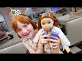 ADLEY And DOLL Get TWiN MAKEOVER Hair And Nail Salon For Dolls With A Tea Party Lunch Shopping