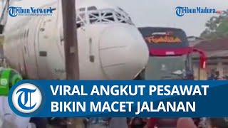 Viral Video Truk Angkut Badan Pesawat Bikin Macet di Jalan Raya Kemang-Parung Kabupaten Bogor