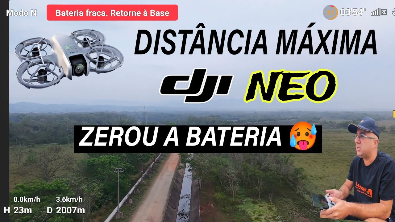Teste de distância dji NEO - zeramos a bateria pra conseguir voltar!