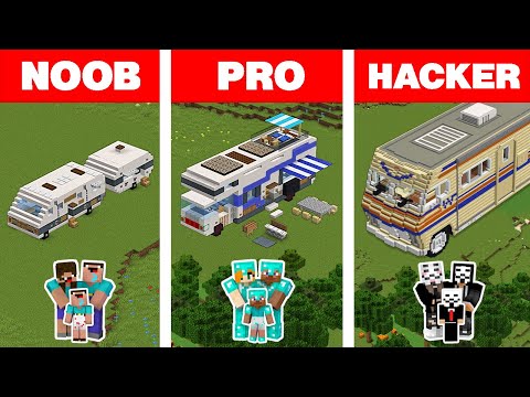 Minecraft NOOB vs PRO vs HACKER: FAMILY RV HOUSE BUILD CHALLENGE / Animation
