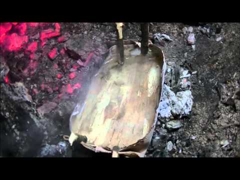 Survival skills - Purifying Water in a Birch Bark Container on the Fire