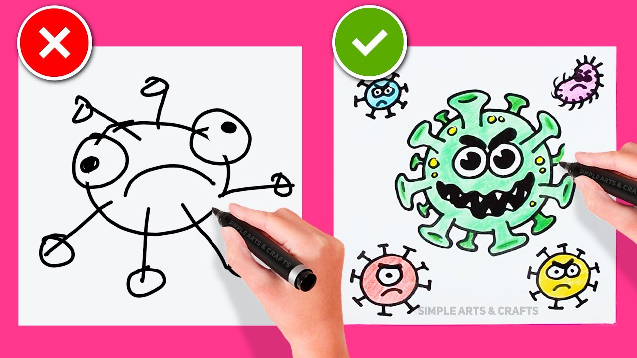 🦠   Coronavirus Drawing  How To Draw Covid 19  Easy Tutorial Step By Step DIY