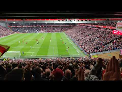 Mo Salah Song - Running down the wing. Live from the Kop at Anfield vs Spurs