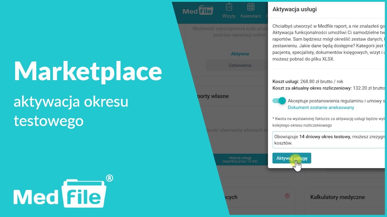 Marketplace — aktywacja okresu testowego