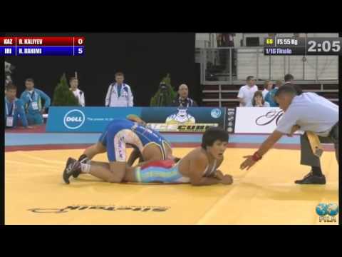 Hassan Rahimi (IRI) vs Rasul Kaliev (KAZ) 55kg 1/16 Final - 2013 World Wrestling Championships