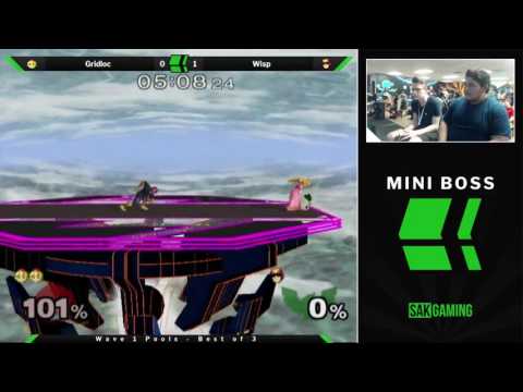 Mini Boss Wave 1 Pools - Gridloc (Peach) vs Wisp (Captain Falcon)