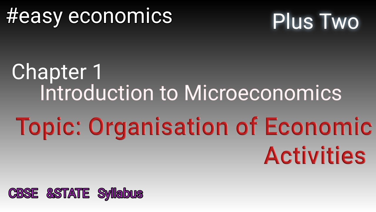 Plus Two Economics - Chapter 1 Introductory Microeconomics -Organisation of Economic Activities -PPT