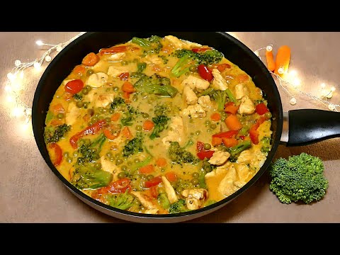 10 Minuten Rezept: Hähnchen Gemüse Curry, so lecker und schnell gezaubert