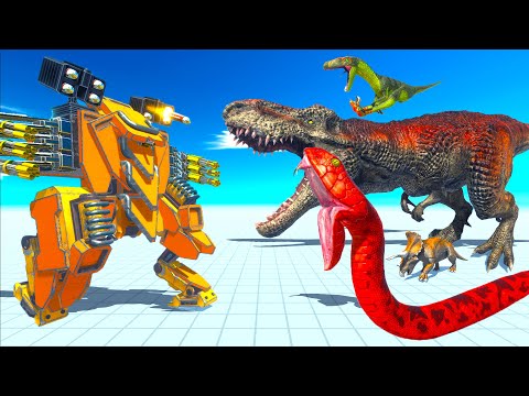 NEW Battle Robot vs Army of DINOSAURS - Animal Revolt Battle Simulator