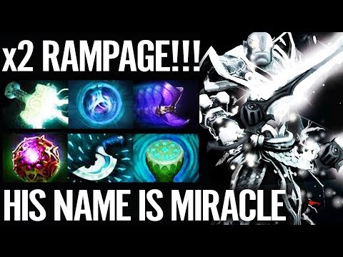 RAMPAGE 2 Times in 1 game - Miracle [Ember Spirit] Octarine + Mjollnir Dota 2