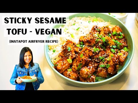 Sticky Sesame Tofu - Instapot Airfryer Vegan Recipe