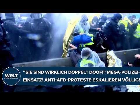 GIEßEN: "Sie sind wirklich doppelt doof!" Anti-AfD-Proteste eskalieren völlig! Mega-Polizei-Einsatz!