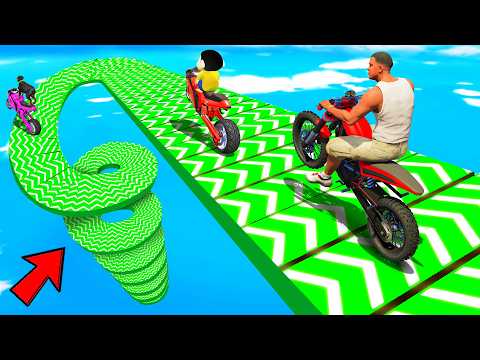 SHINCHAN AND FRANKLIN TRIED THE IMPOSSIBLE SPIRAL SPEED BOOSTER TRACK PARKOUR CHALLENGE GTA 5