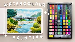 🏞️ paint with me ✨ ft. lightwish 88 watercolour set, unboxing and swatching 🌳