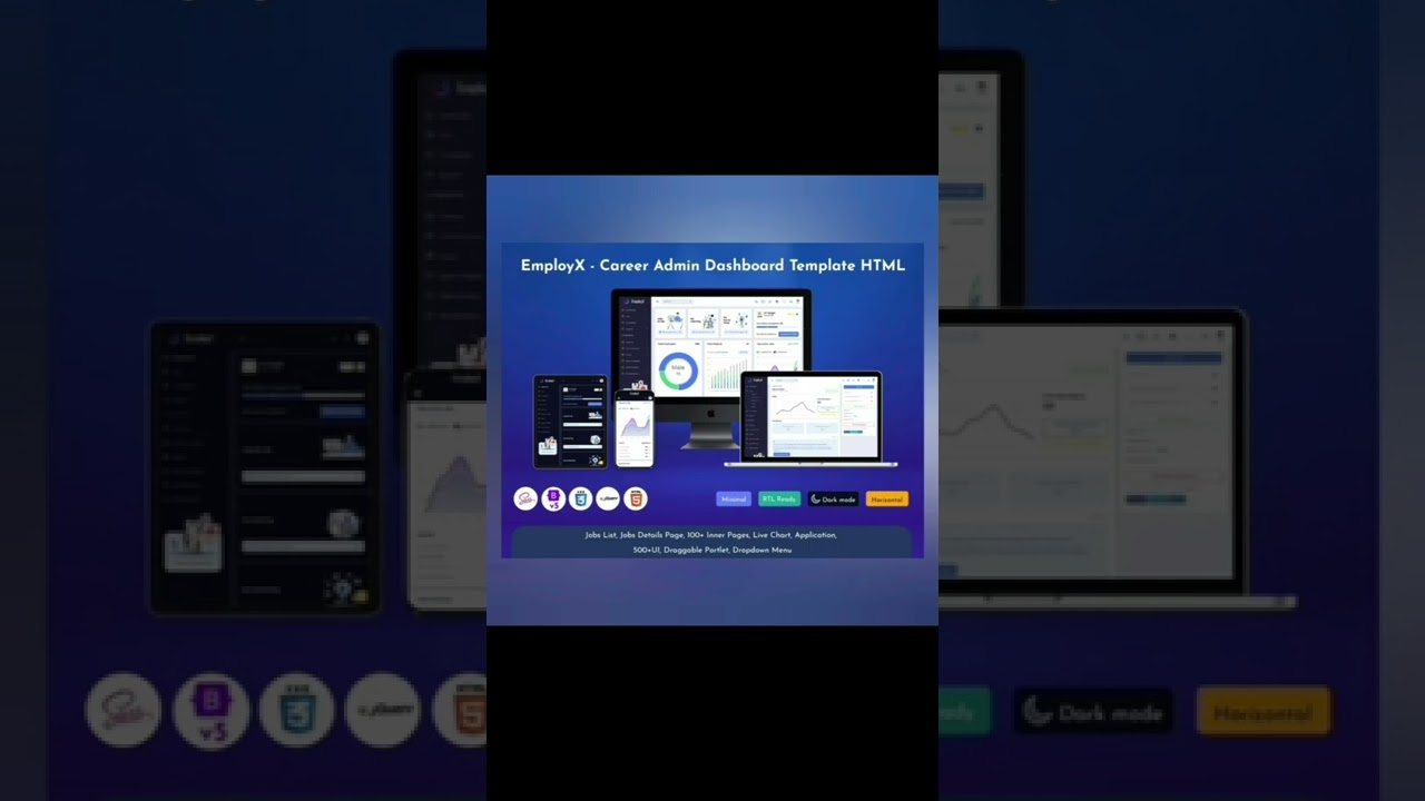 Career Admin Dashboard Template with Job Listings, Applications, Profiles & HR Management