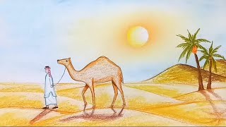 How to draw  scenery of Desert step by step