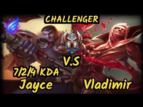 SKT T1 Faker (JAYCE) vs VLADIMIR - 7/2/4 KDA MID CHALLENGER GAMEPLAY - KR v9.7