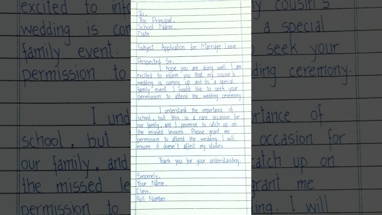 Application for Attending a Marriage Ceremony #applicationwriting