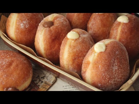Perfect Bombolone (Italian Donuts) with Vanilla and Chocolate Cream Filling