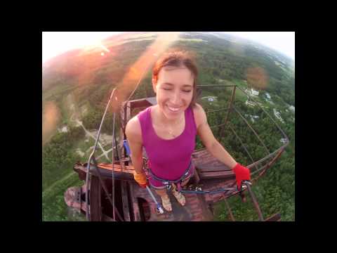 Overnight on the 200m high radio tower near Kuldiga, Latvia / "Kuldigas adata"