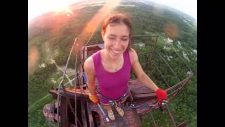 Overnight on the 200m high radio tower near Kuldiga, Latvia / "Kuldigas adata"