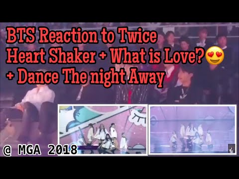 [181106]BTS Reaction to Twice(트와이스) - Heart Shaker + What is Love? + Dance The night away @ MGA 2018