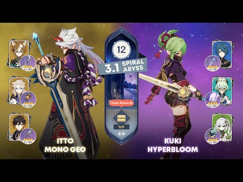 C0 Itto Mono Geo and C0 Kuki Hyperbloom (ft Nahida) - Genshin Impact Spiral Abyss 3.1/3.2 Floor 12
