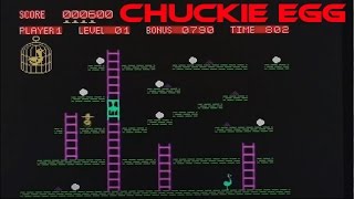Chuckie Egg playing (badly) on the ZX Spectrum
