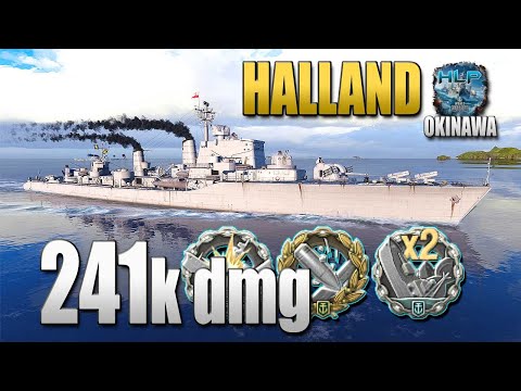 Destroyer Halland on map Okinawa, 241k damage - World of Warships
