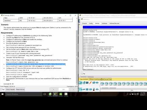 [CCNAv6 S1]11.2.4.5 Packet Tracer - Configuring Secure Passwords and SSH