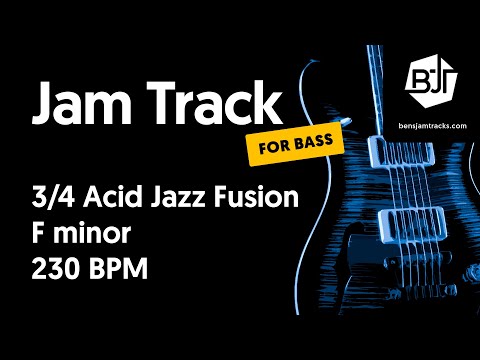 3/4 Acid Jazz Fusion Jam Track in D minor (for bass) "Threefold" - BJT #47