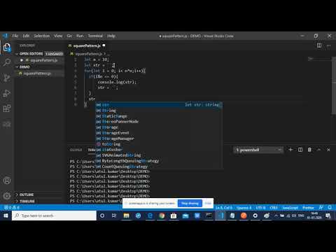 Square Pattern By One For Loop Using Nodejs Javascript