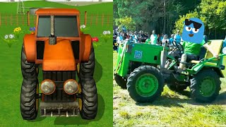 EL POLLITO PIO tractor verde desafío gracioso fallar